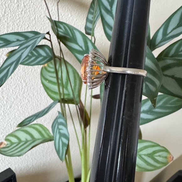 Stunning Sterling Silver Padparadscha Sapphire Ring Size 7.25 - Picture 15 of 16